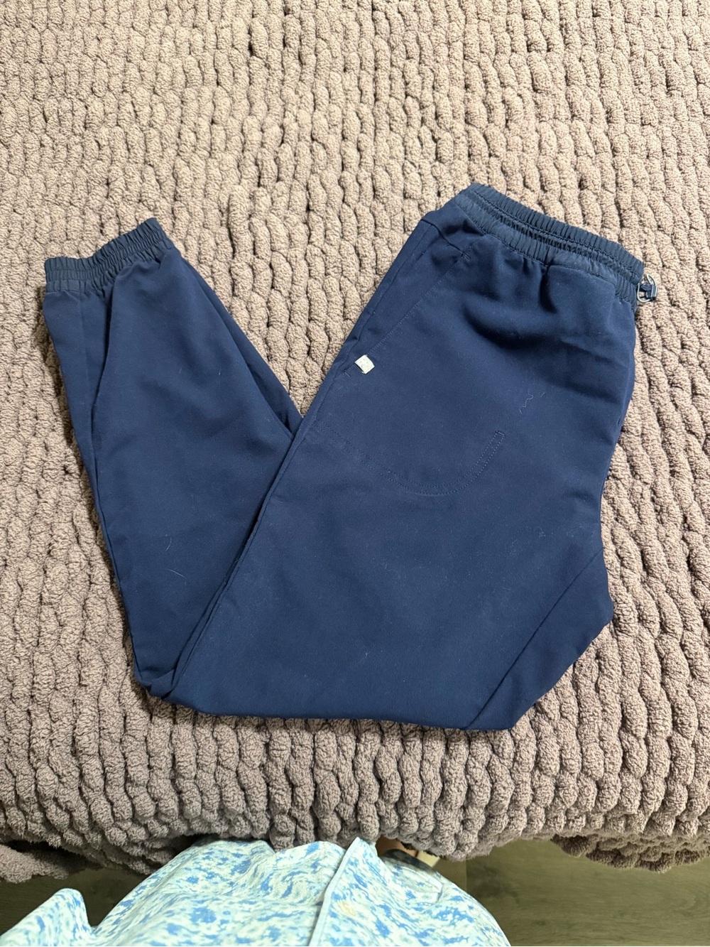 Figs Navy Blue Elastic-Waist Jogger Pants